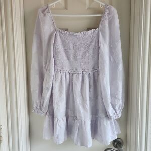 Wilfred Aritzia Tempest Smocked Jacquard Mini Dress Lavender Floral Size XS